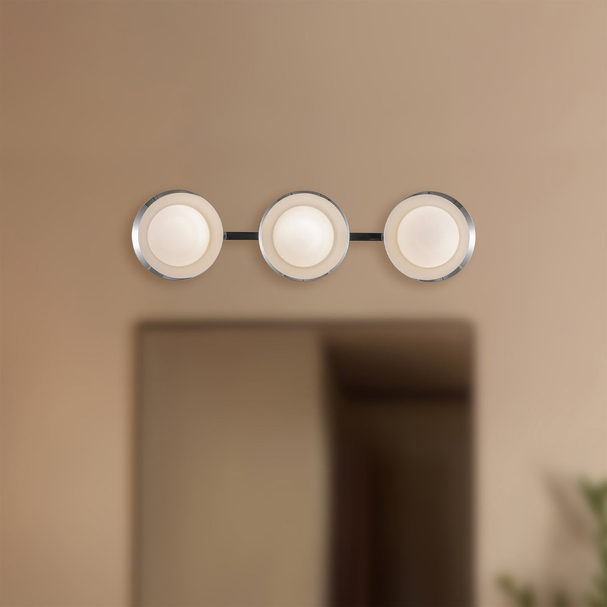 Luminaire de vanité Cleo Chrome / Opale, Verre opale mat – vue 4