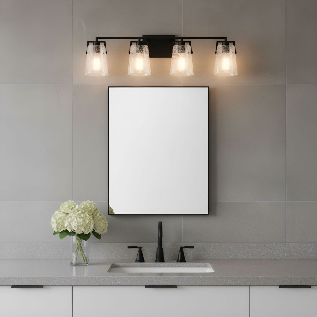 Luminaire de vanité Crofton - Laiton satiné Verre craquelé transparent 33 3/8" by Visual Comfort Studio | Luminaires & cie
