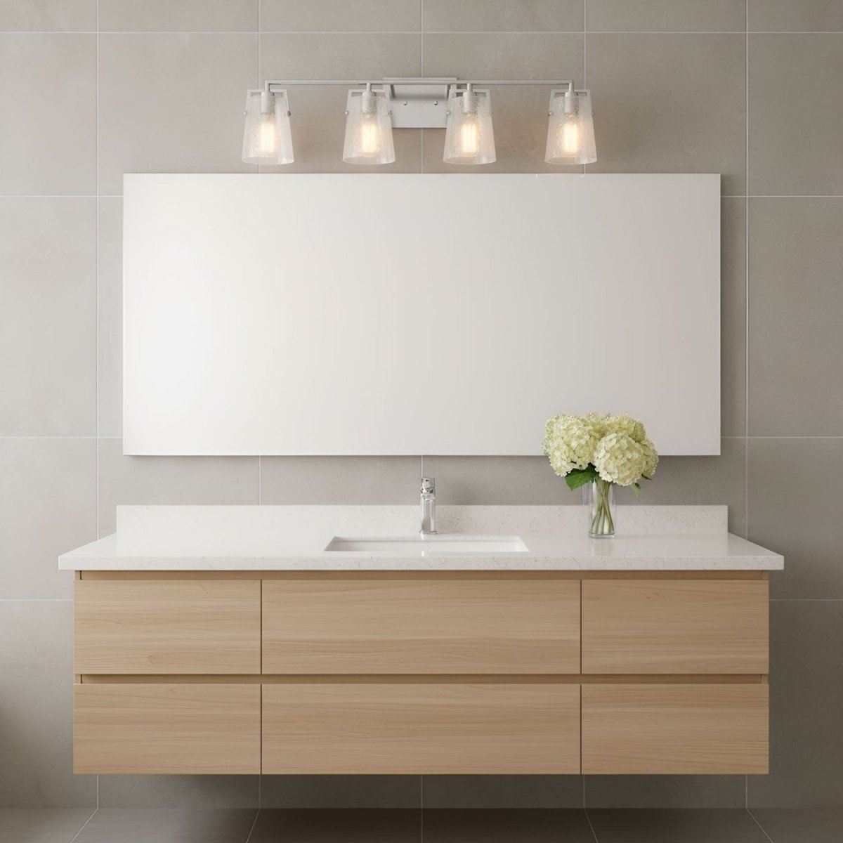 Luminaire de vanité Crofton - Laiton satiné Verre craquelé transparent 33 3/8" by Visual Comfort Studio | Luminaires & cie