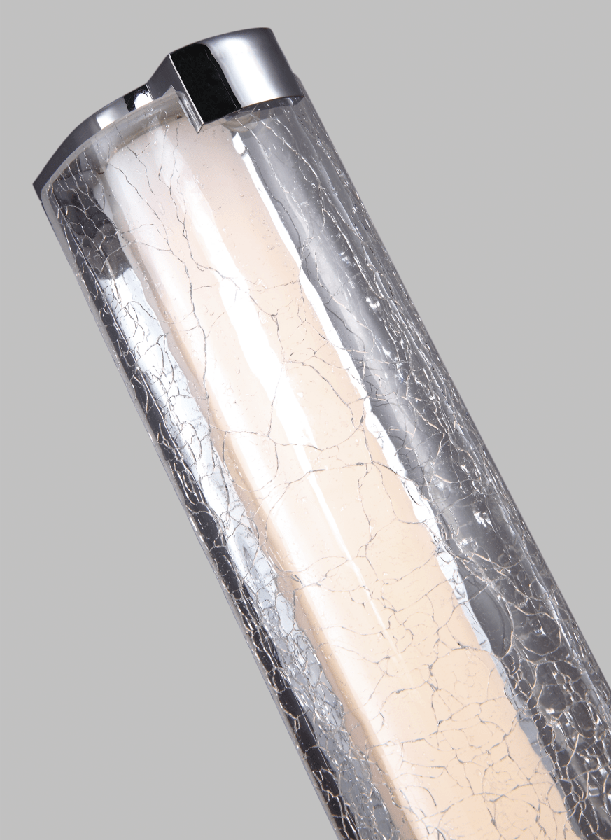 Luminaire de vanité Cutler - Chrome Diffuseur en acrylique blanc et verre craquelé transparent 24" by Visual Comfort Studio | Luminaires & cie