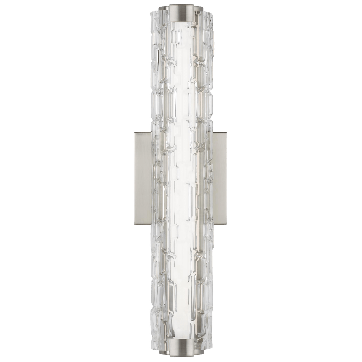 Luminaire de vanité Cutler - Nickel en satin Diffuseur en acrylique blanc et verre en pierre décalé 18" by Visual Comfort Studio | Luminaires & cie