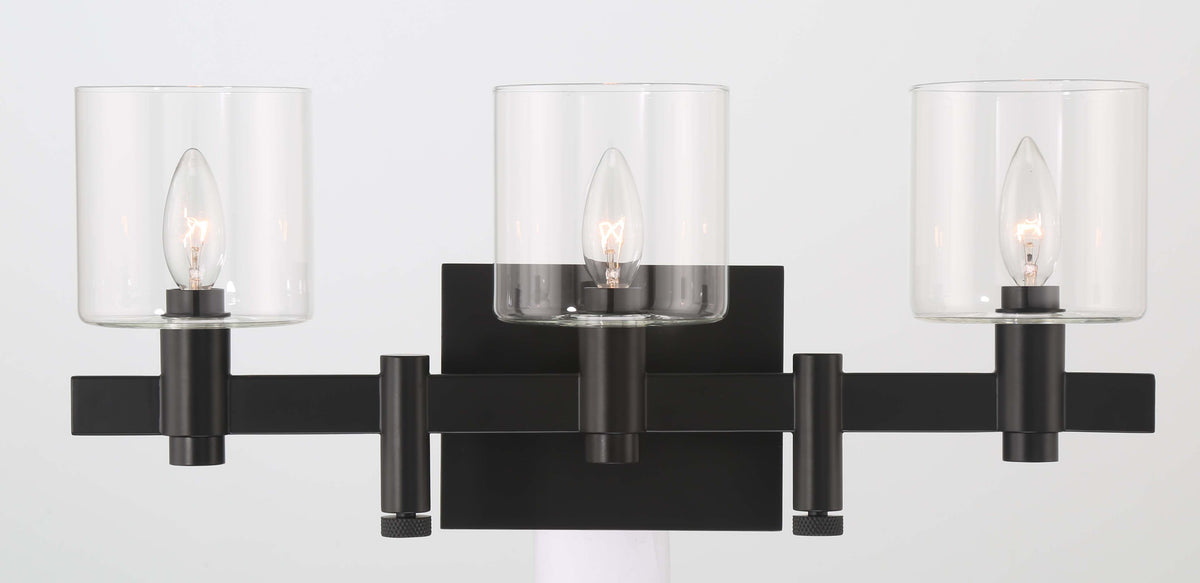 Luminaire de vanité Decato Noir mat, nombre ampoules 3 – vue 5