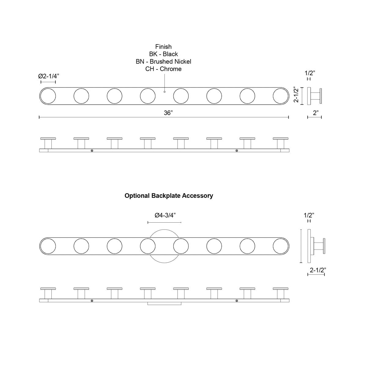Luminaire de vanité Edna - Noir 36" by Kuzco Lighting | Luminaires & cie