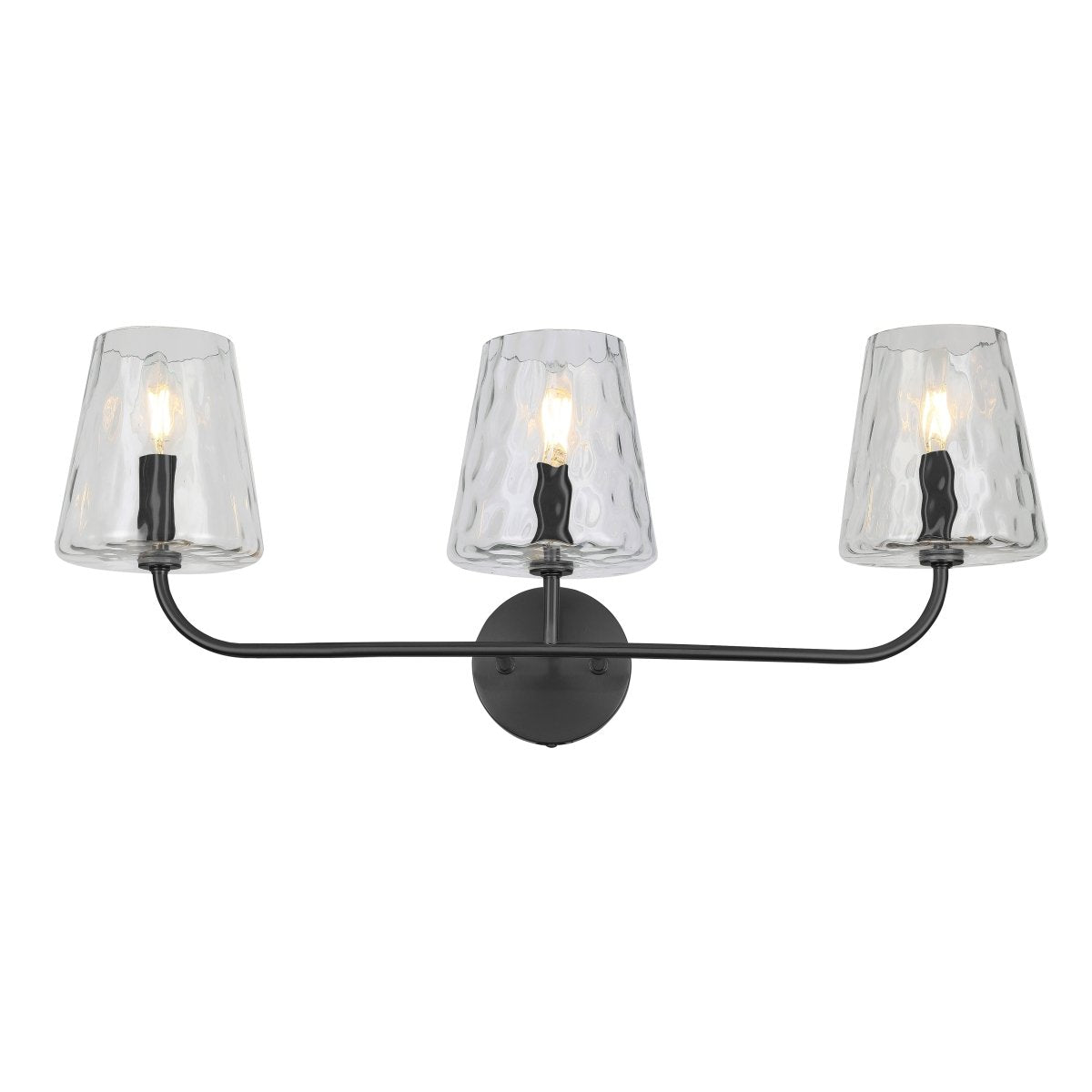 Luminaire de vanité Eleanor - Noir mat Verre martelé clair by Dainolite | Luminaires & cie