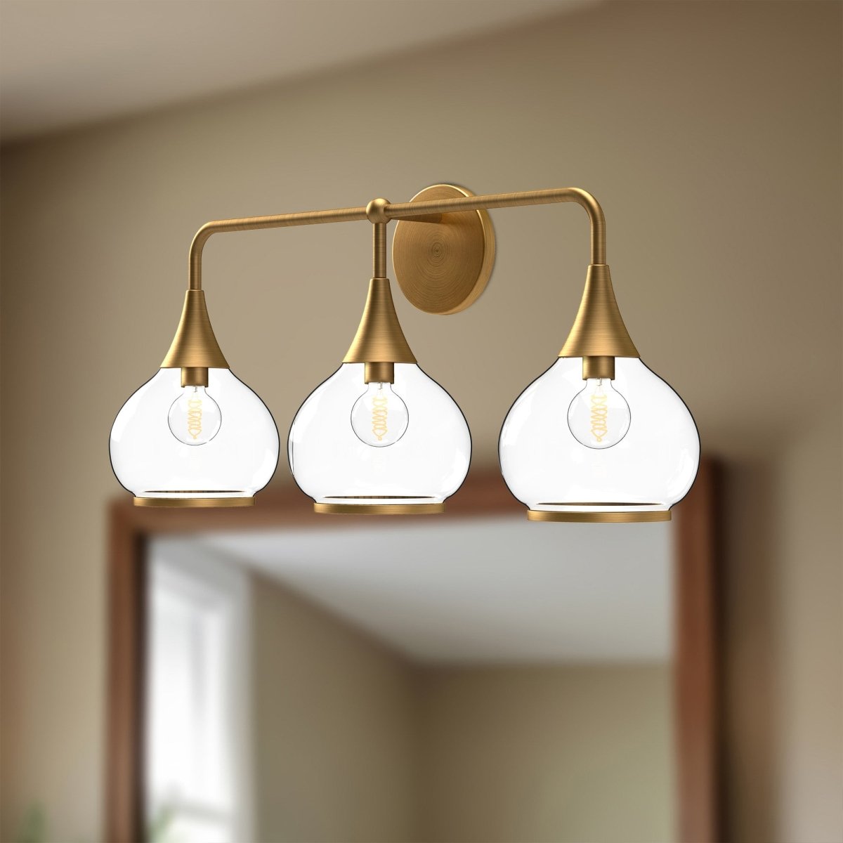 Luminaire de vanité Hazel - Verre d'or / transparent âgé 26 3/4" by Alora Lighting | Luminaires & cie