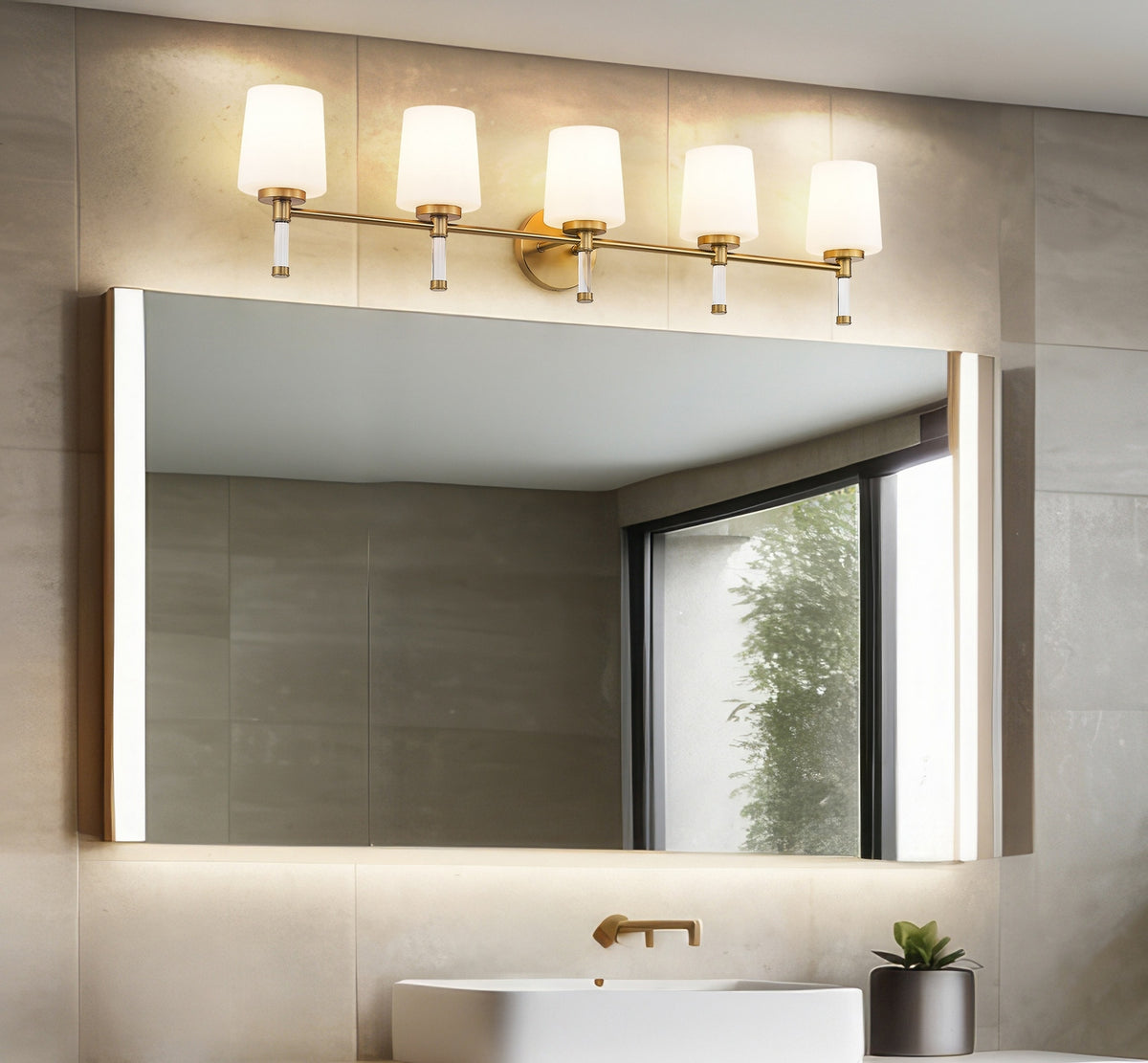 Luminaire de vanité Henri Or moderne, 42" – vue 8