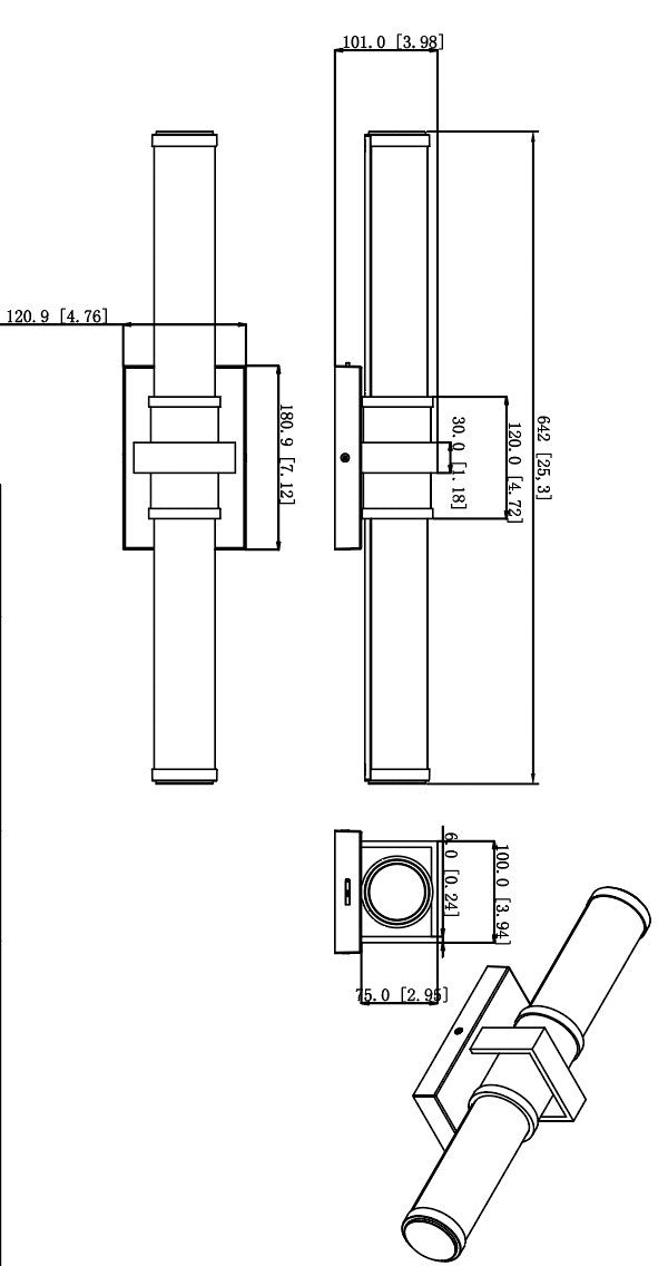 Barre d'éclairage de salle de bain Idris Nickel brossé, 25 1/2" – vue 6