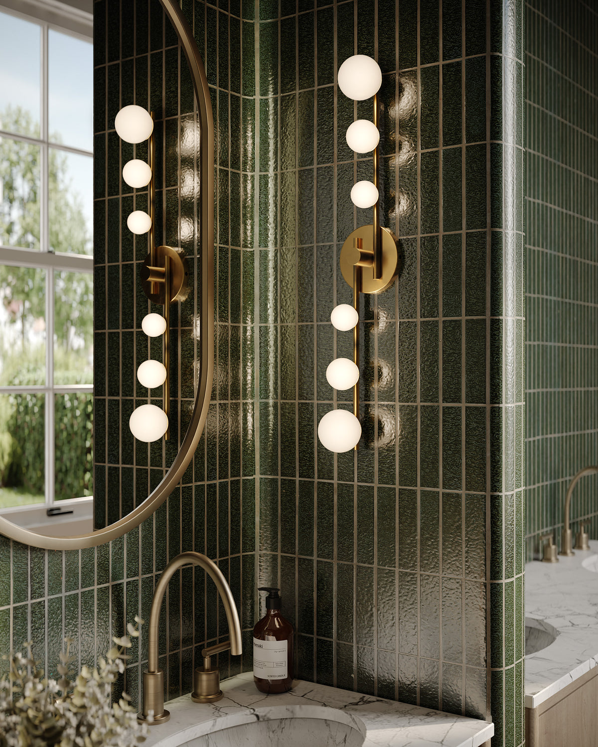 Luminaire de vanité Cypress Or brossé/Verre opale – vue 5