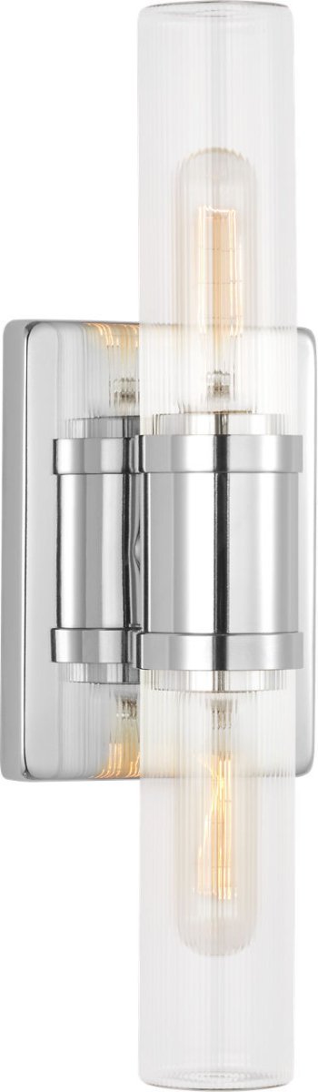 Luminaire de vanité Keaton - Chrome Transparent strié 16" by Visual Comfort Studio | Luminaires & cie
