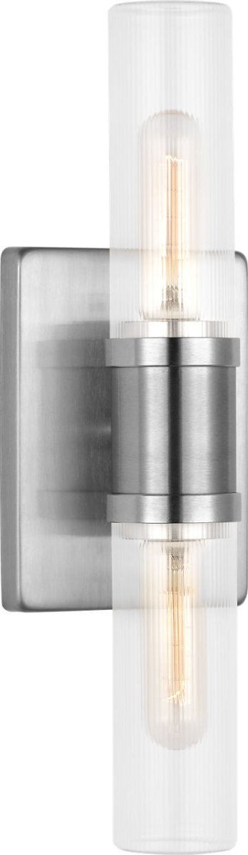Luminaire de vanité Keaton - Nickel brossé Transparent strié 16" by Visual Comfort Studio | Luminaires & cie