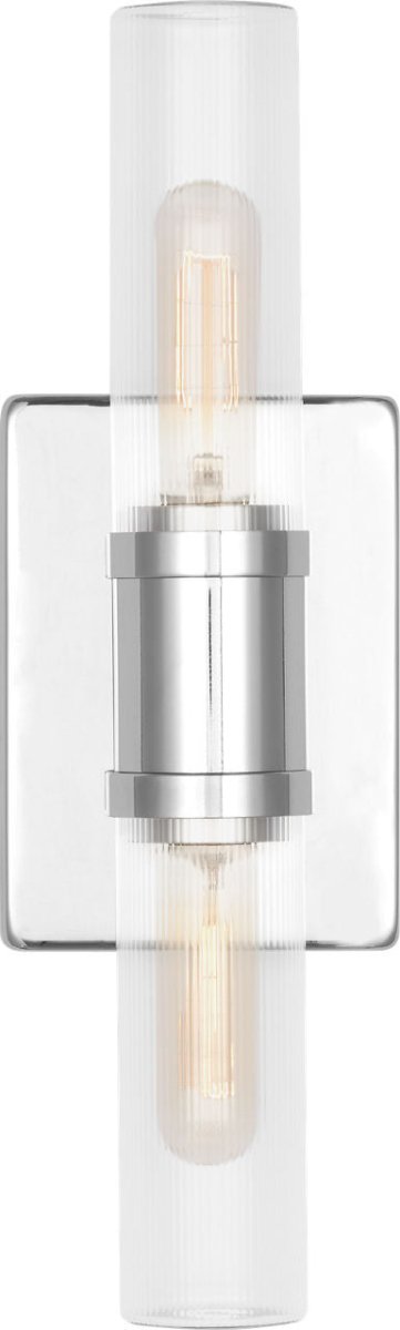Luminaire de vanité Keaton - Nickel brossé Transparent strié 30" by Visual Comfort Studio | Luminaires & cie