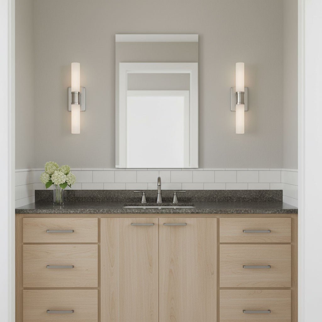 Luminaire de vanité Keaton - Nickel brossé Transparent strié 30" by Visual Comfort Studio | Luminaires & cie