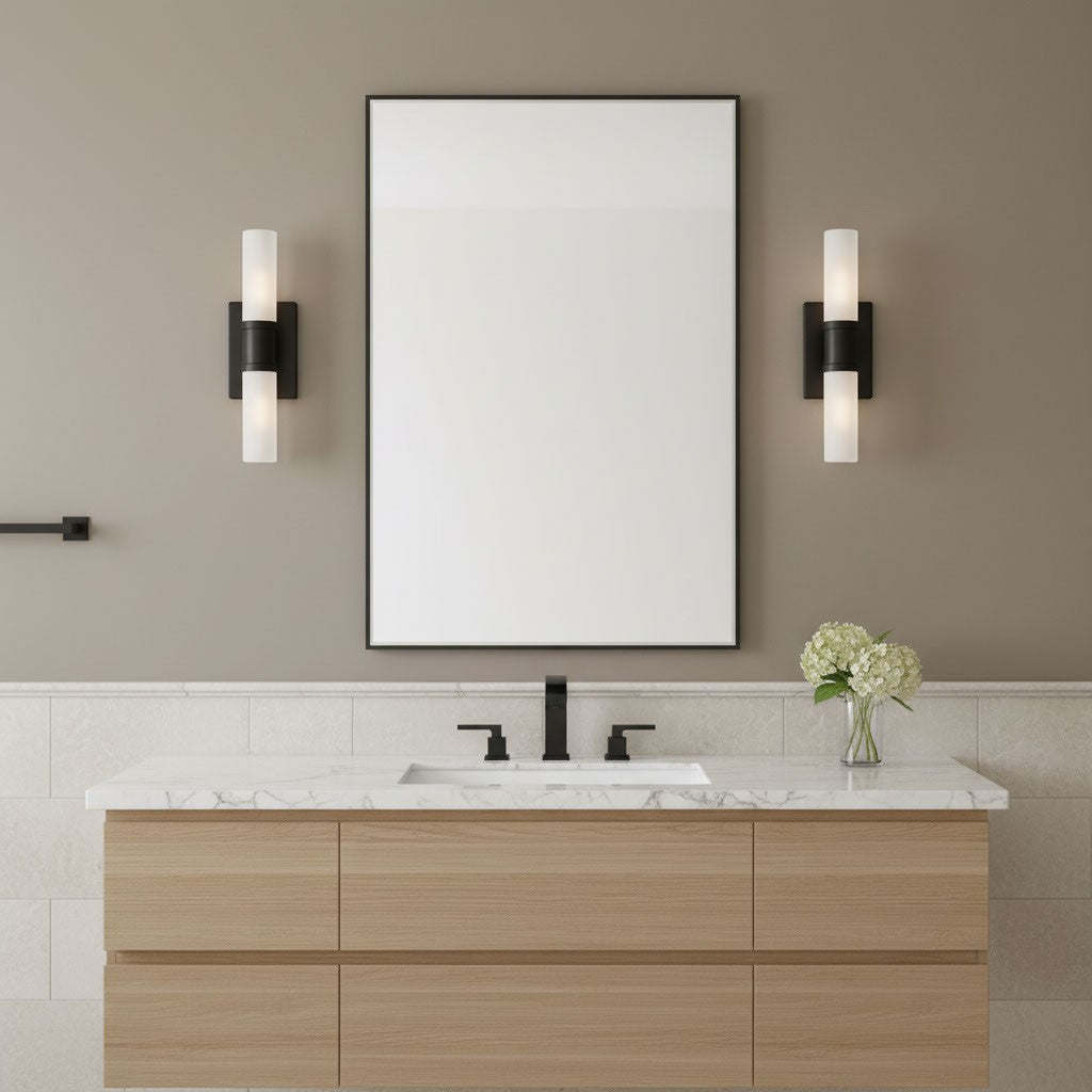 Luminaire de vanité Keaton - Nickel brossé Transparent strié 30" by Visual Comfort Studio | Luminaires & cie