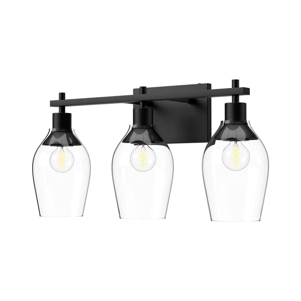 Luminaire de vanité Kingsley - Verre transparent / noir mat by Alora Lighting | Luminaires & cie