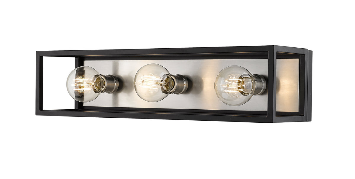 Luminaire de vanité Kube Noir mat + Nickel brossé, nombre ampoules 3 – Z-Lite