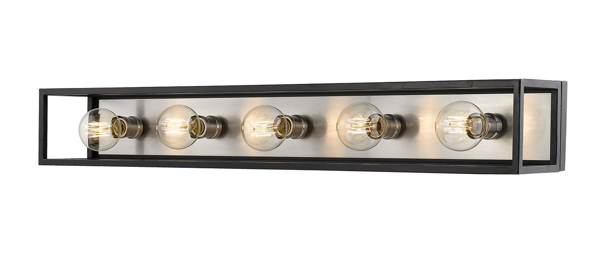 Luminaire de vanité Kube Noir mat + Nickel brossé, nombre ampoules 5 – Z-Lite
