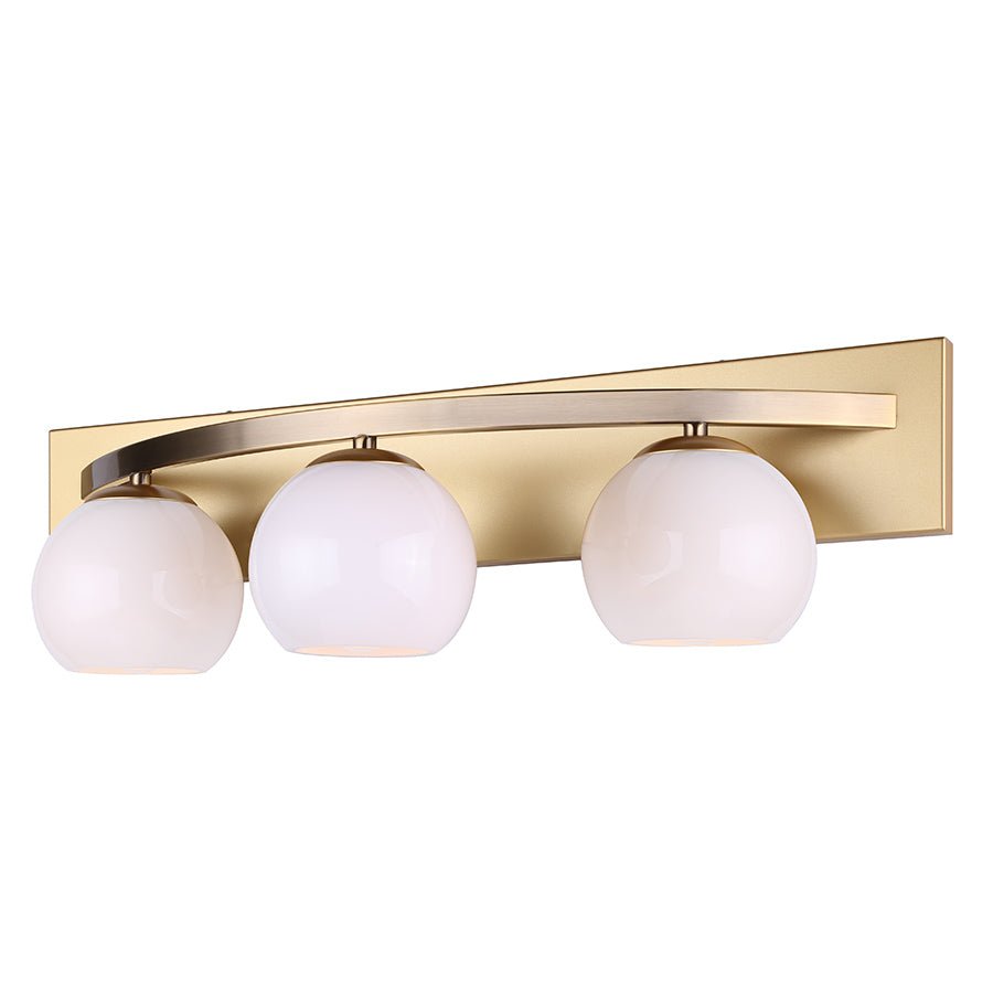 Luminaire de vanité Monroe - 8" Laiton brûlé et blanc Blanc lait by Canarm | Luminaires & cie