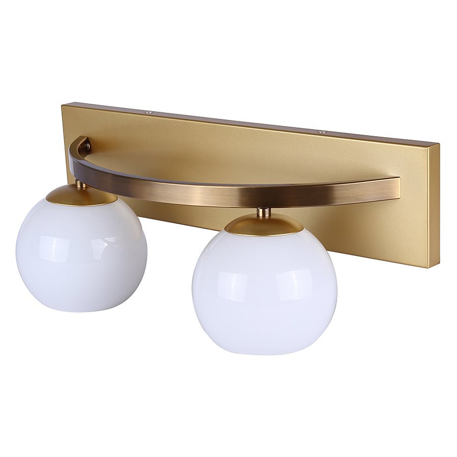 Luminaire de vanité Monroe - 8" Laiton brûlé et blanc Blanc lait by Canarm | Luminaires & cie