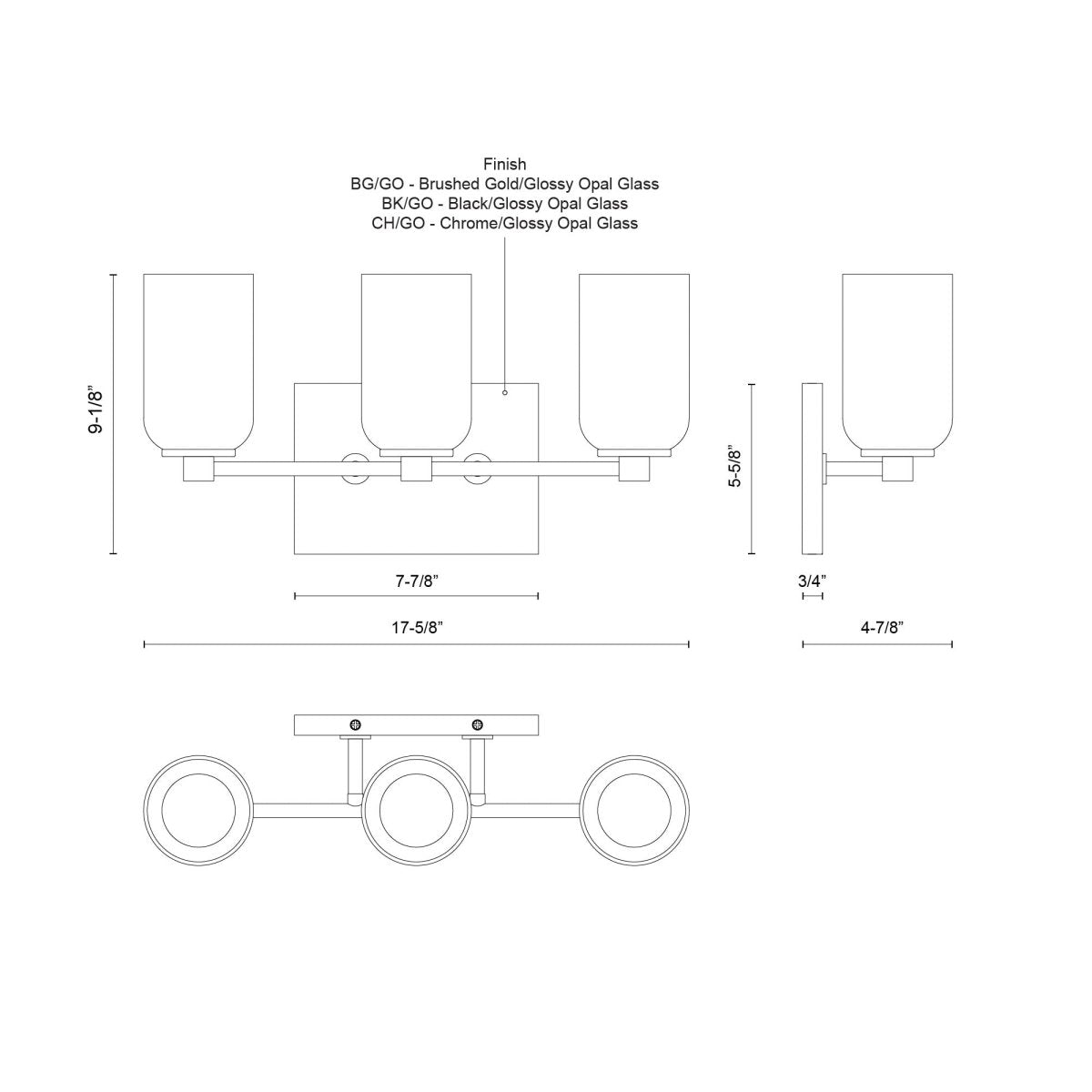 Luminaire de vanité Nola - Verre d'opale en or / brillant brossé 4 7/8" 17 5/8" by Kuzco Lighting | Luminaires & cie