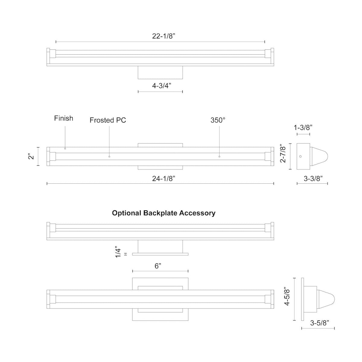 Luminaire de vanité Plymouth - Noir 24 1/8" by Kuzco Lighting | Luminaires & cie