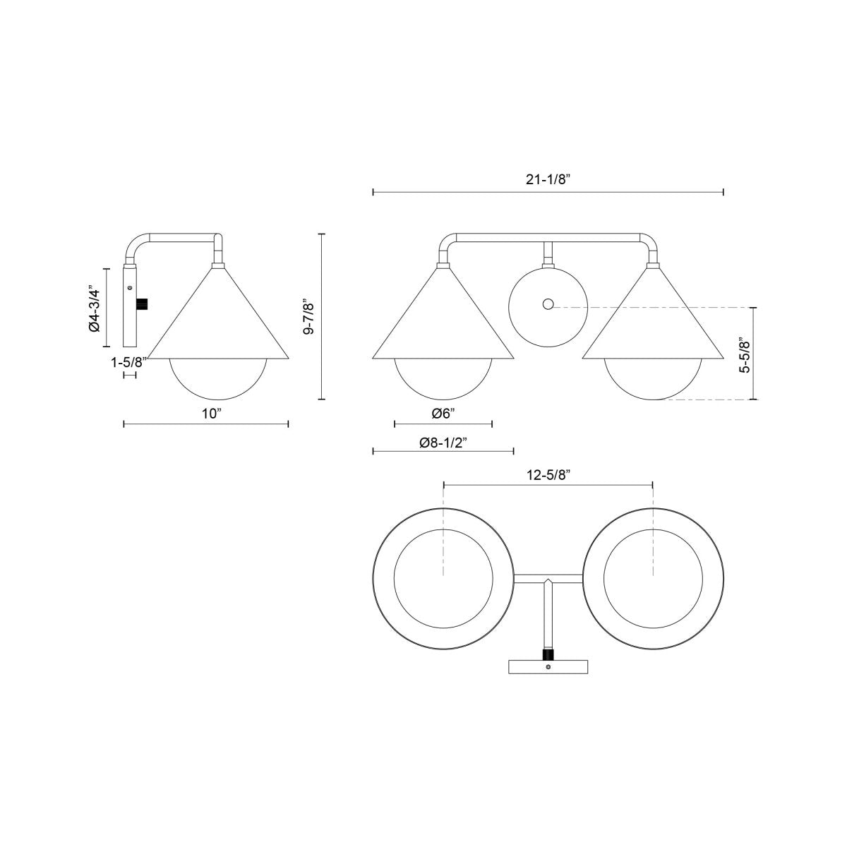 Luminaire de vanité Remy - Gold - or / Verre d'Opale by Alora Lighting | Luminaires & cie