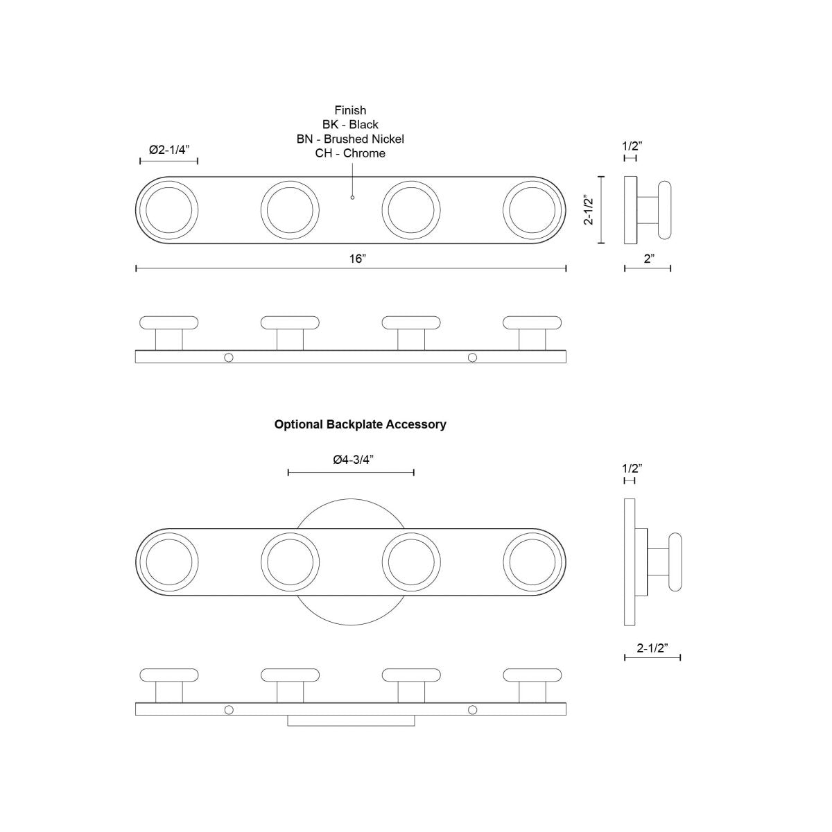 Luminaire de vanité Rezz - Noir 16" by Kuzco Lighting | Luminaires & cie