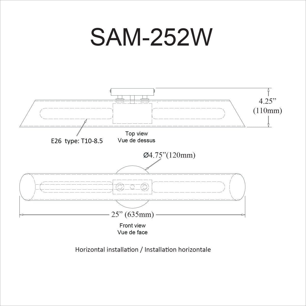 Luminaire de vanité Samantha - Noir mat 25" by Dainolite | Luminaires & cie