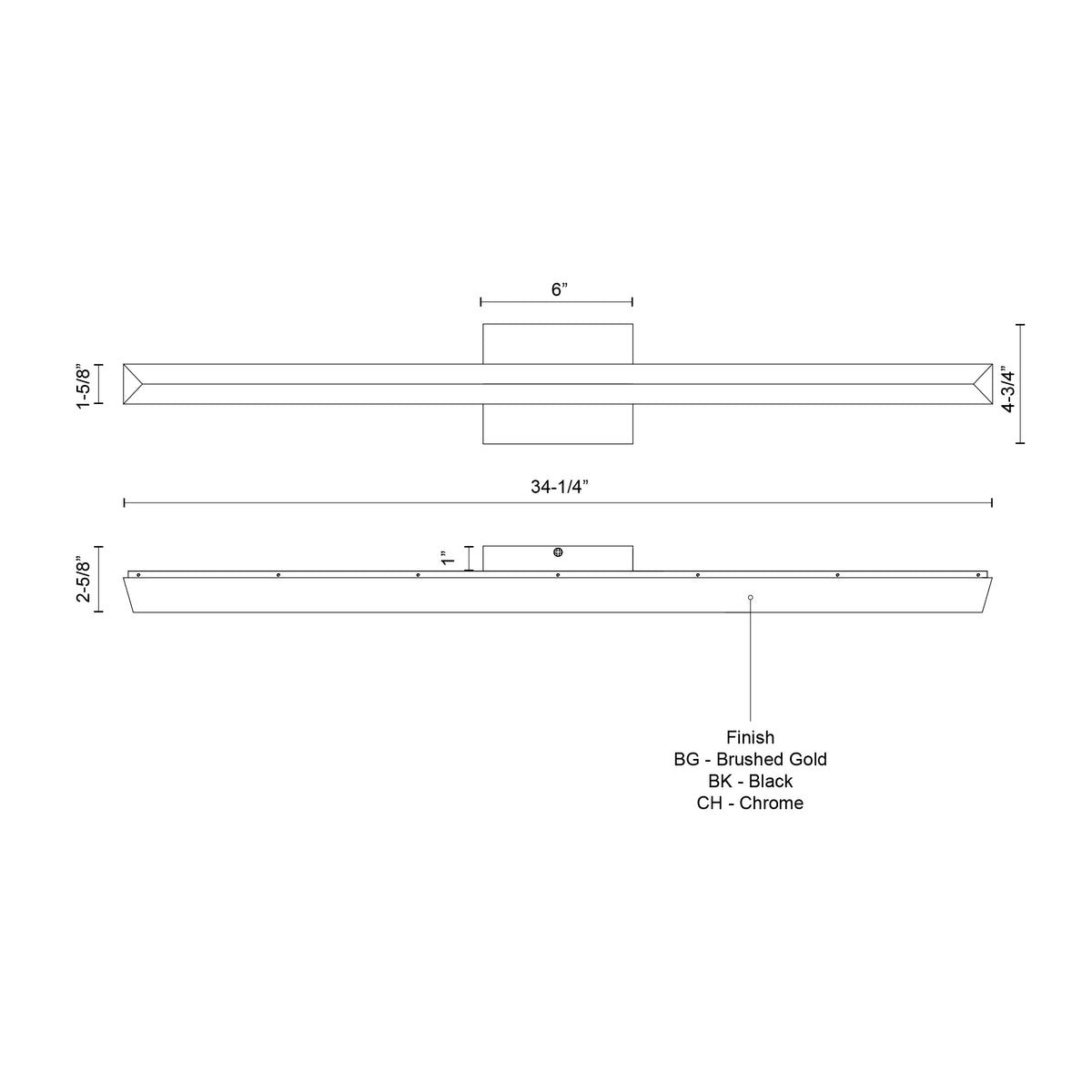 Barre d'éclairage de salle de bain Saphir Noir, 34 1/4" – vue 2