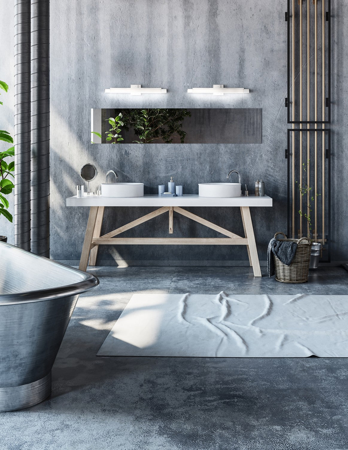 Barre d'éclairage de salle de bain Soho Nickel brossé – vue 2