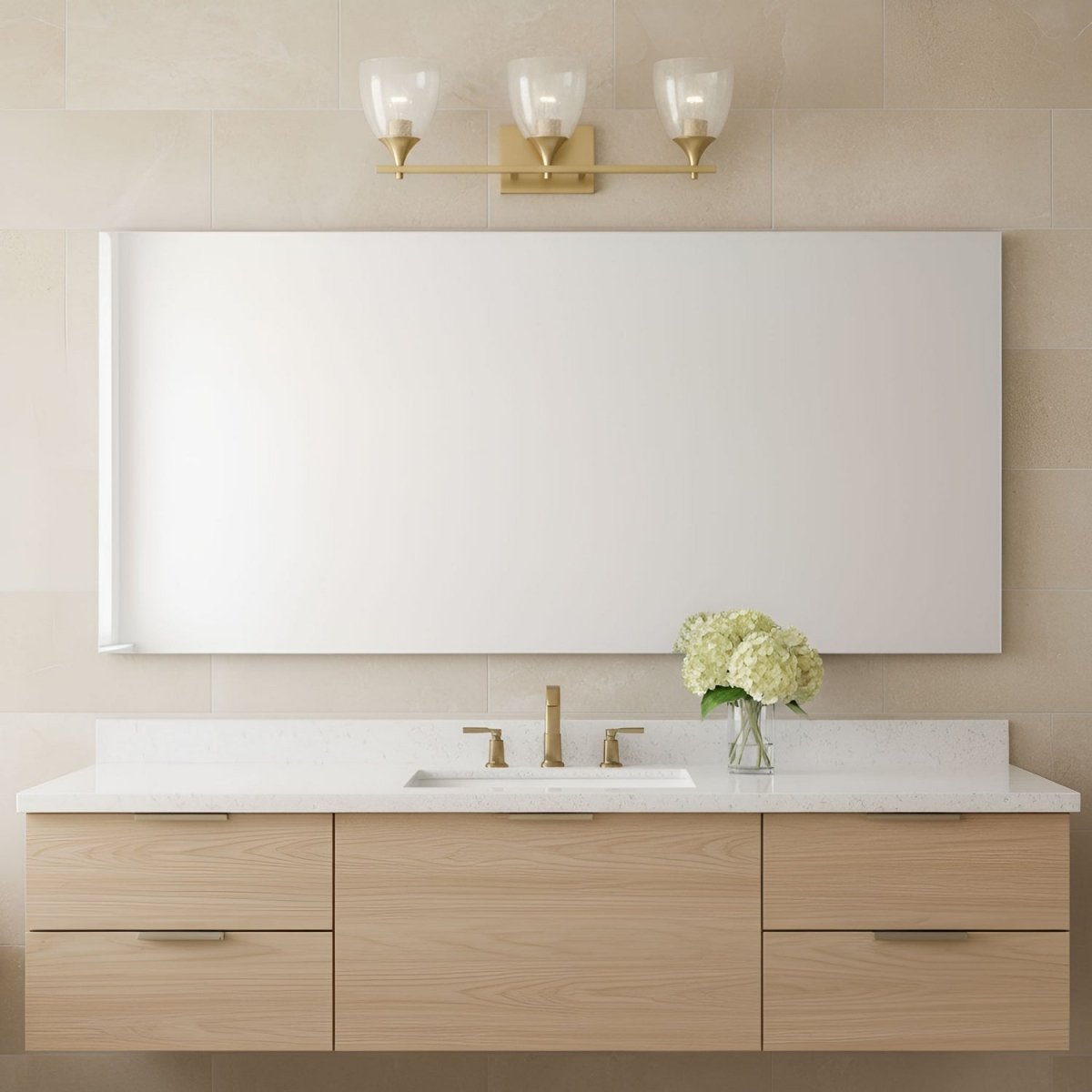 Luminaire de vanité Toffino - Laiton satiné Verre craquelé transparent 36" by Visual Comfort Studio | Luminaires & cie