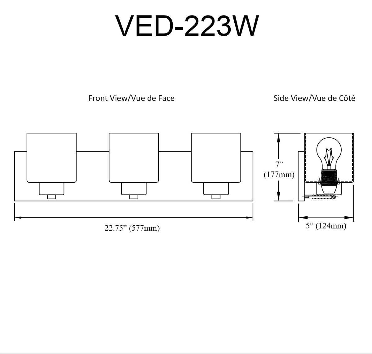 Luminaire de vanité Veda - Verre martelé clair 22 3/4" by Dainolite | Luminaires & cie