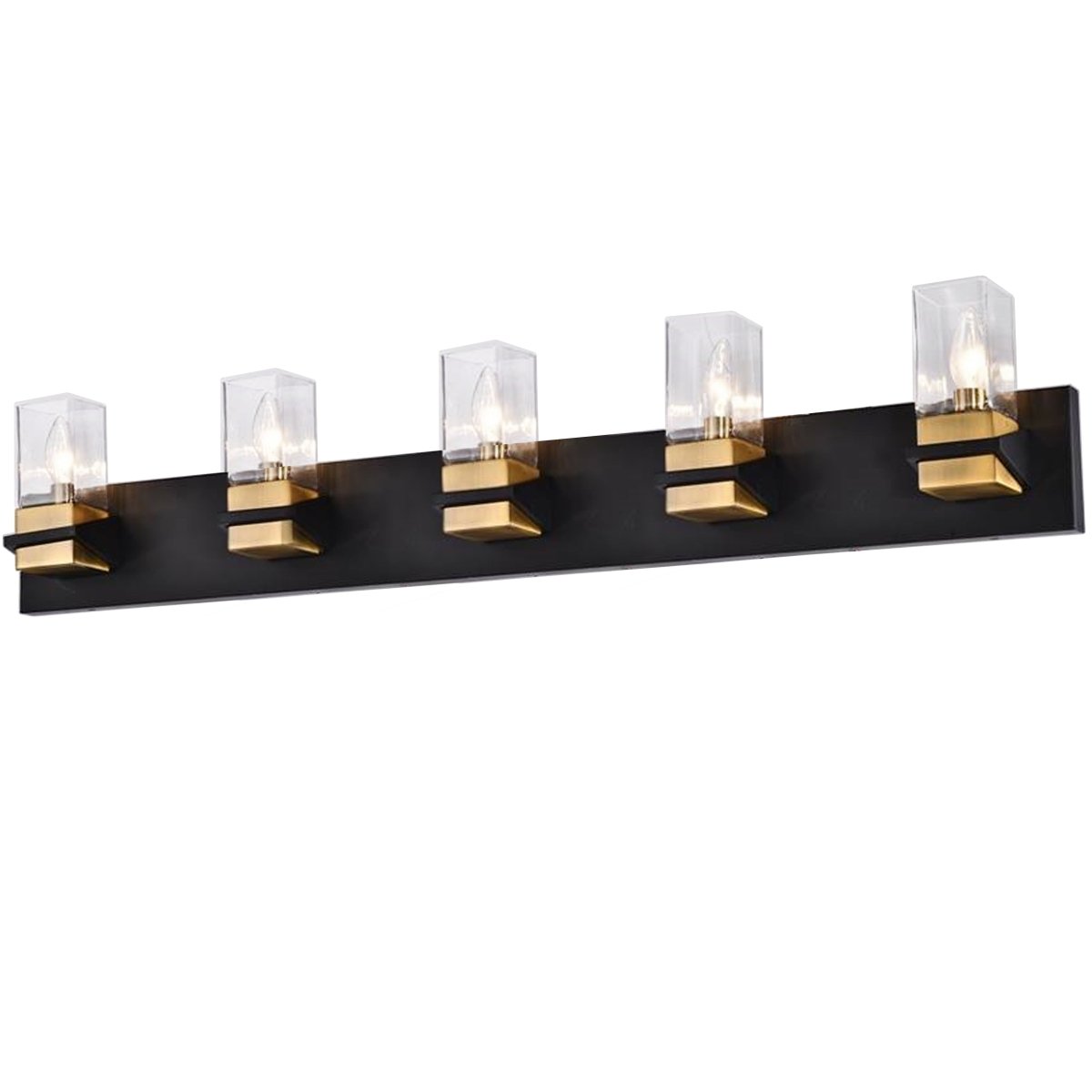 Luminaire de vanité Veronica - Noir mat et Laiton vieilli 40" by Dainolite | Luminaires & cie