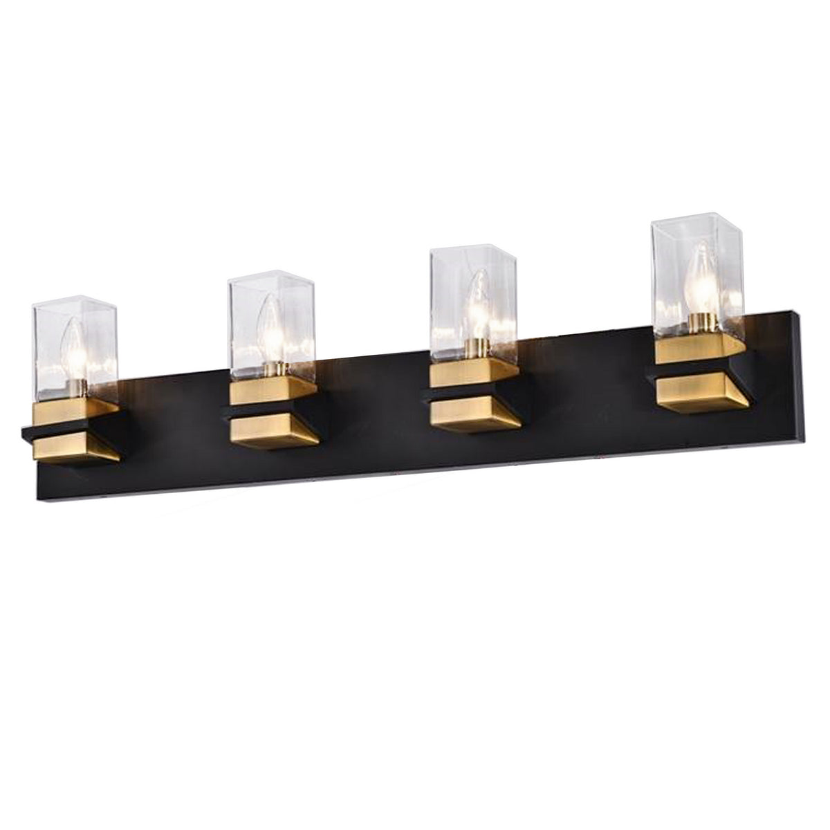 Luminaire de vanité Veronica Noir mat et Laiton vieilli, 32" – Dainolite