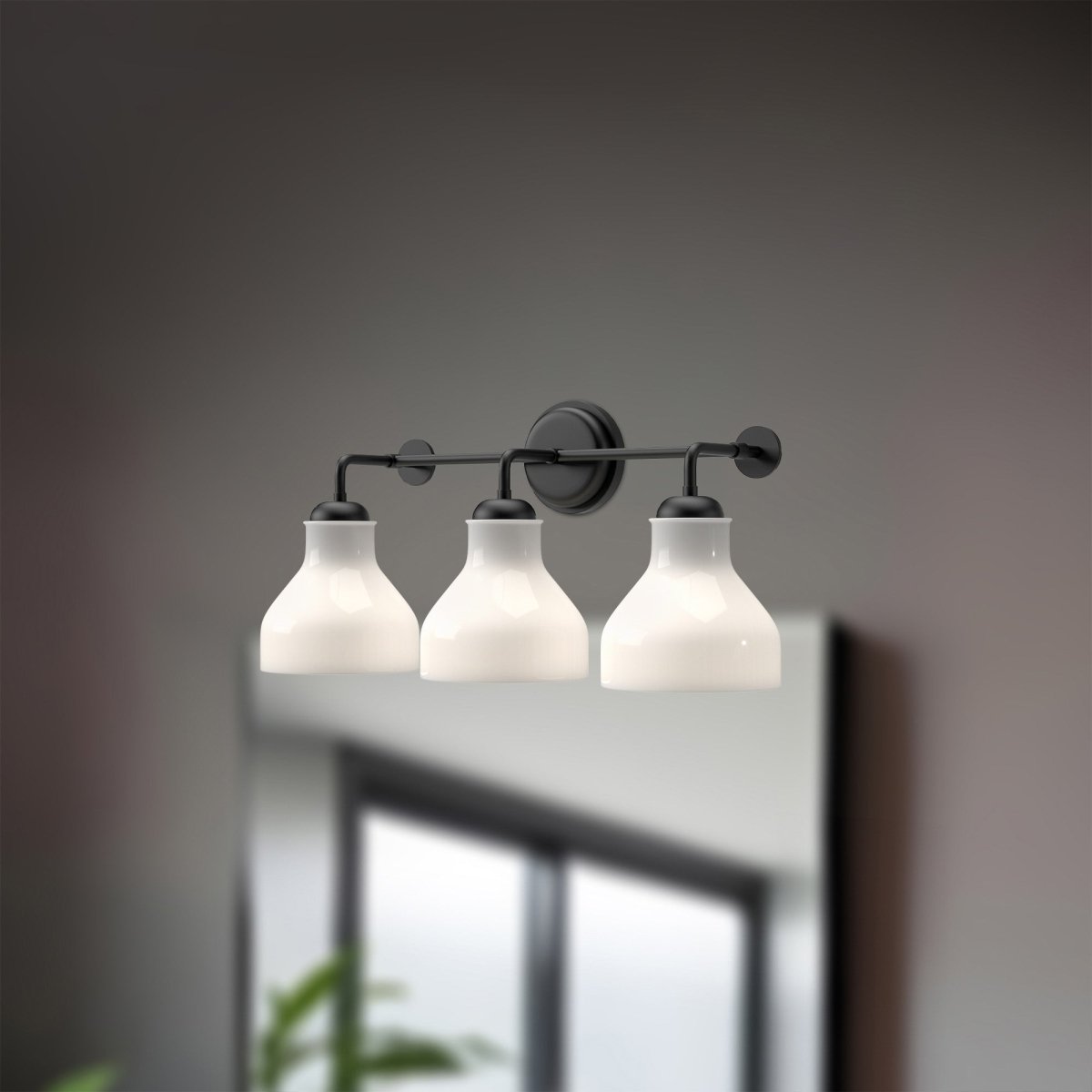 Luminaire de vanité Westlake - Verre opal brillant / noir mat by Alora Lighting | Luminaires & cie