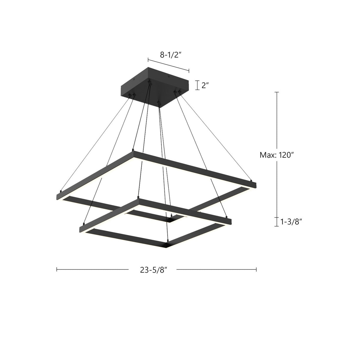 Lustre 2-étage Piazza Noir, 23 5/8" – vue 2