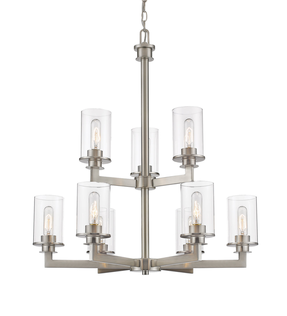 Lustre 2-étages Savannah Nickel brossé, Transparent – Z-Lite