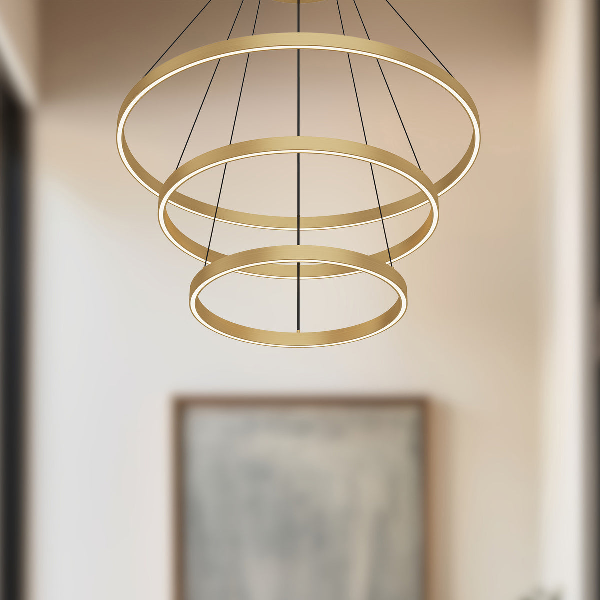 Lustre 3-étages Cerchio Or brossé, 1 3/8" – vue 2