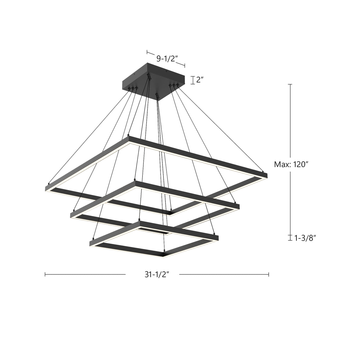 Lustre 3-étages Piazza Or brossé – vue 4