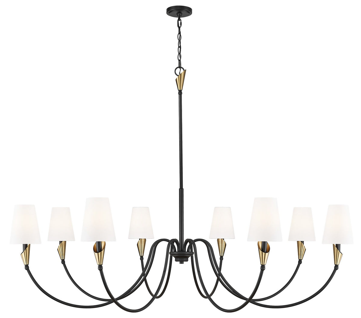 Lustre Claudelle Noir mat + Or moderne, 65" – Z-Lite