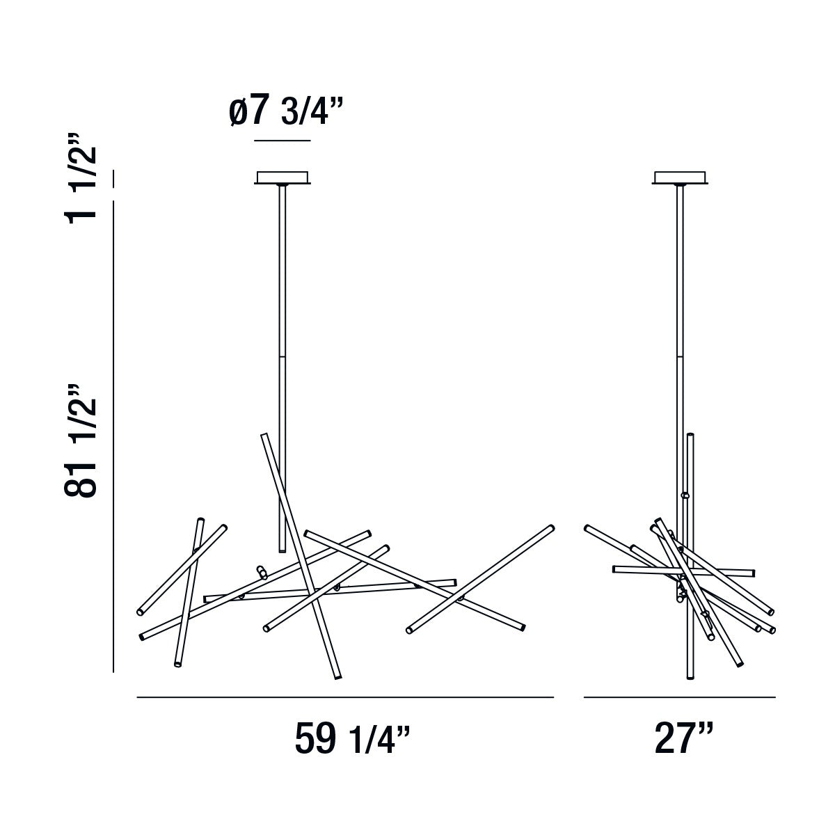 Lustre Crossroads Noir mat, 27" – vue 2