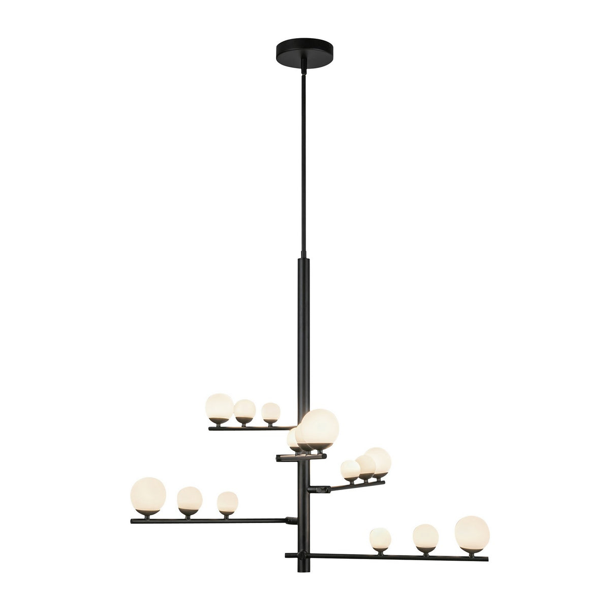 Lustre Cypress Noir / Verre opale, 18" – vue 2