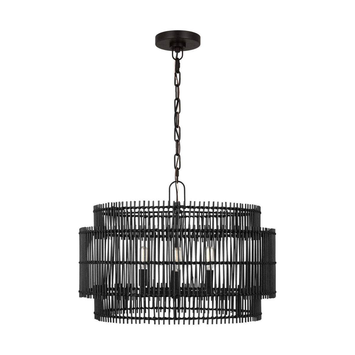 Lustre Elio - Bambou naturel noir 23" by Visual Comfort Studio | Luminaires & cie