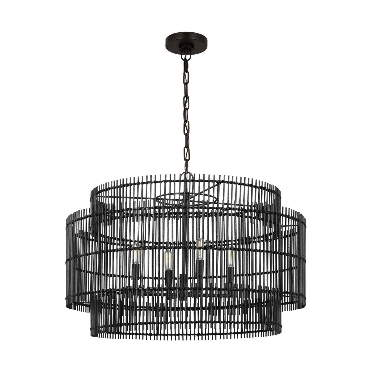 Lustre Elio - Bambou naturel teint blanc 30" by Visual Comfort Studio | Luminaires & cie