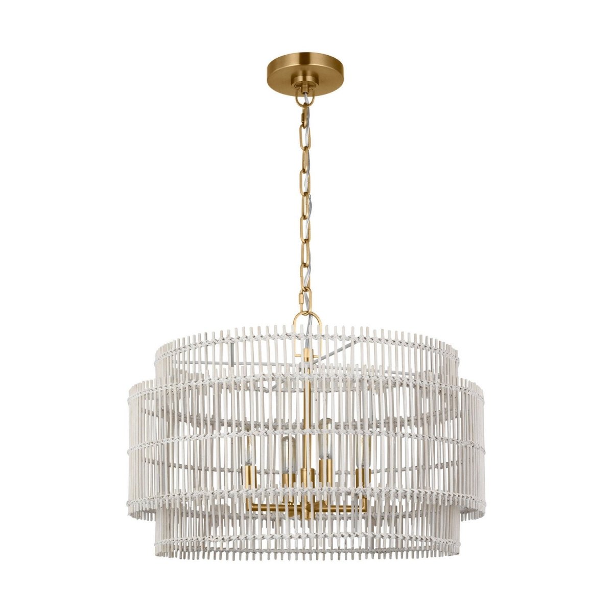 Lustre Elio - Bambou naturel teint blanc 30" by Visual Comfort Studio | Luminaires & cie