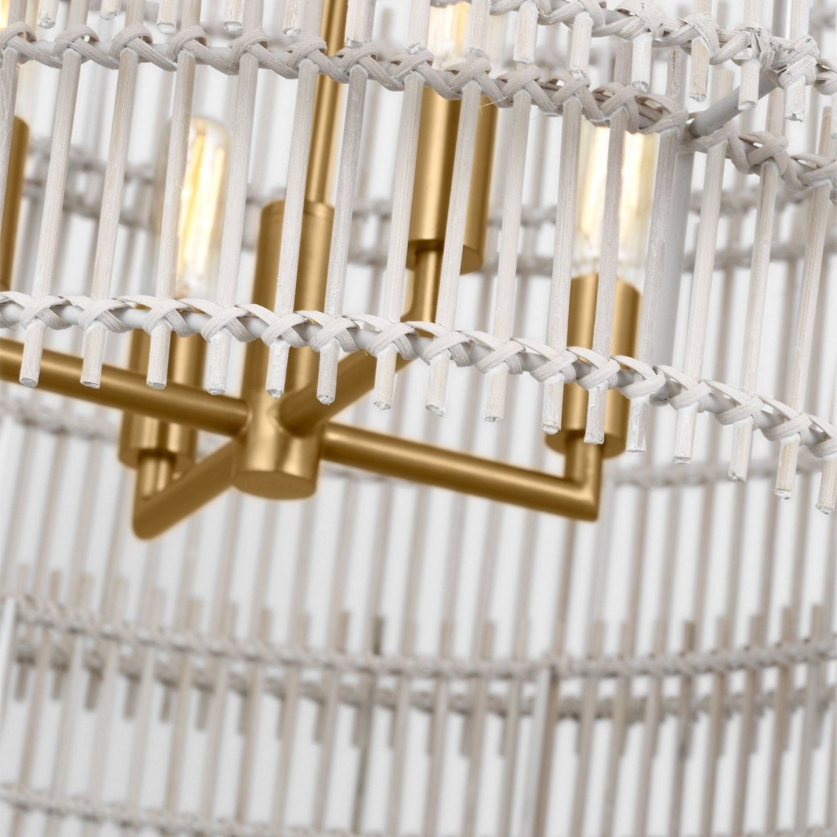 Lustre Elio - Bambou naturel teint blanc 30" by Visual Comfort Studio | Luminaires & cie