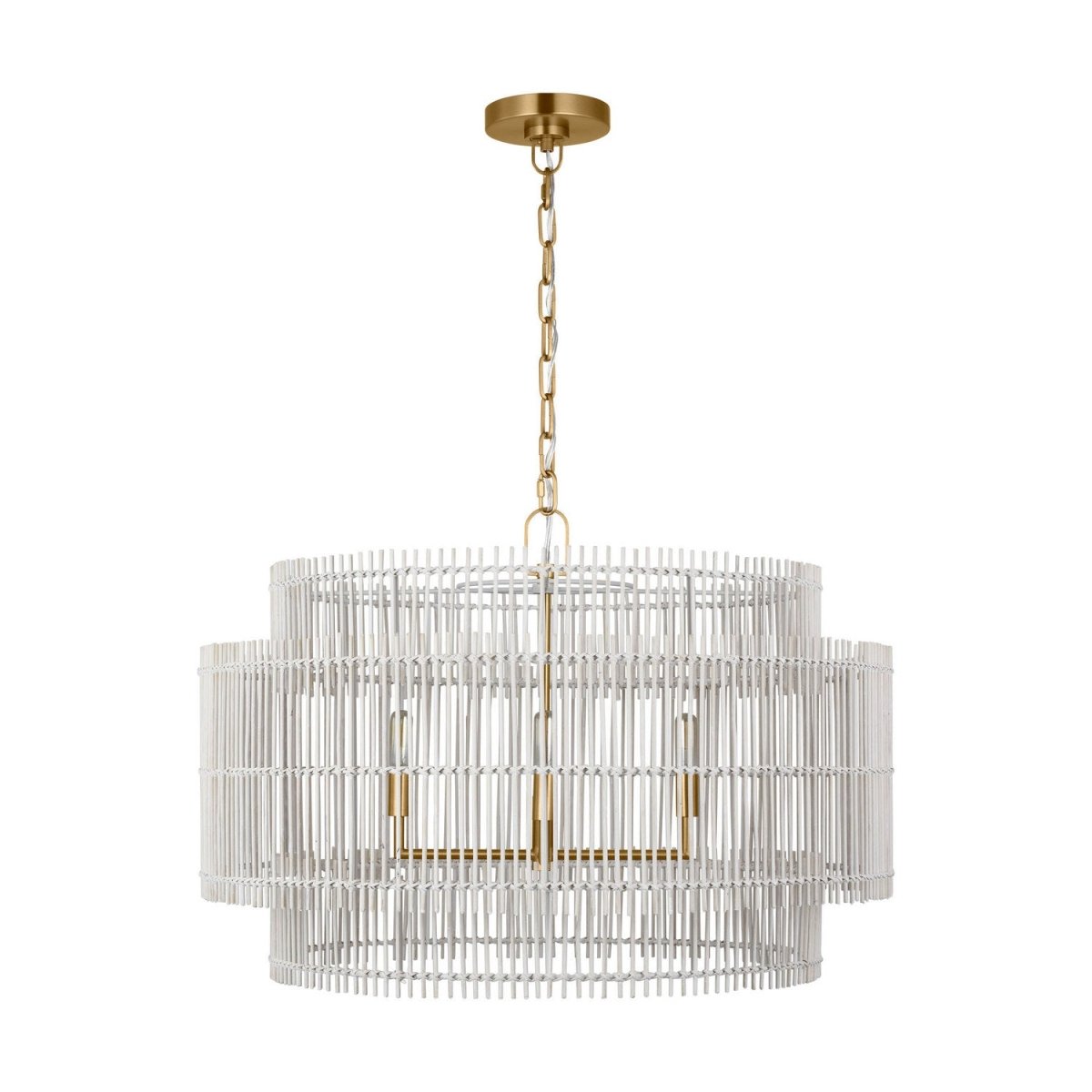 Lustre Elio - Bambou naturel teint blanc 30" by Visual Comfort Studio | Luminaires & cie