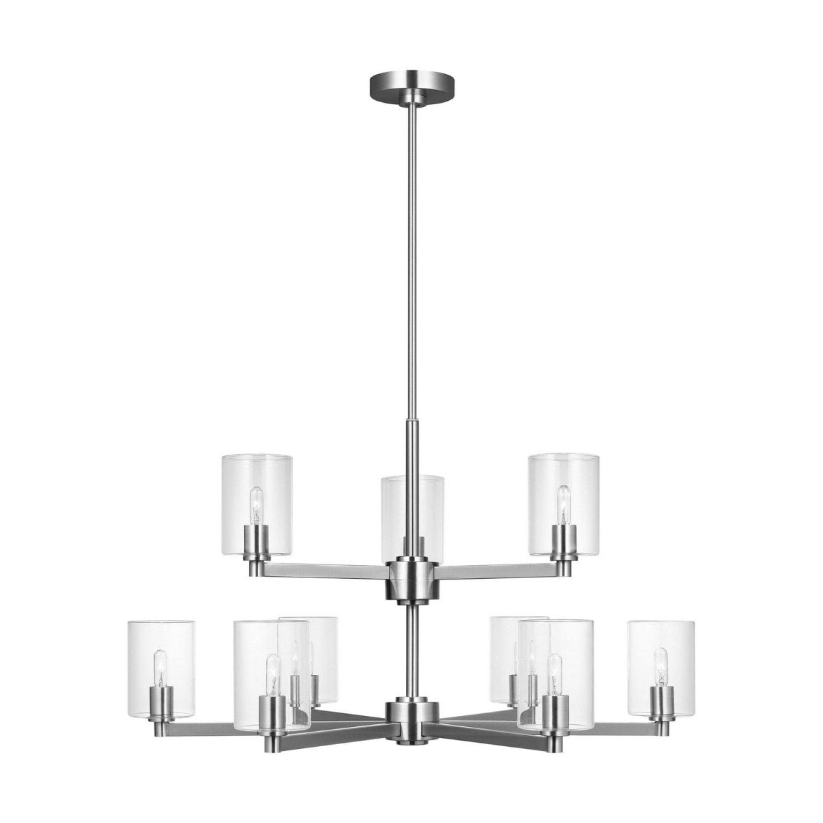 Lustre Fullton - Chrome Transparent 9 by Visual Comfort Studio | Luminaires & cie