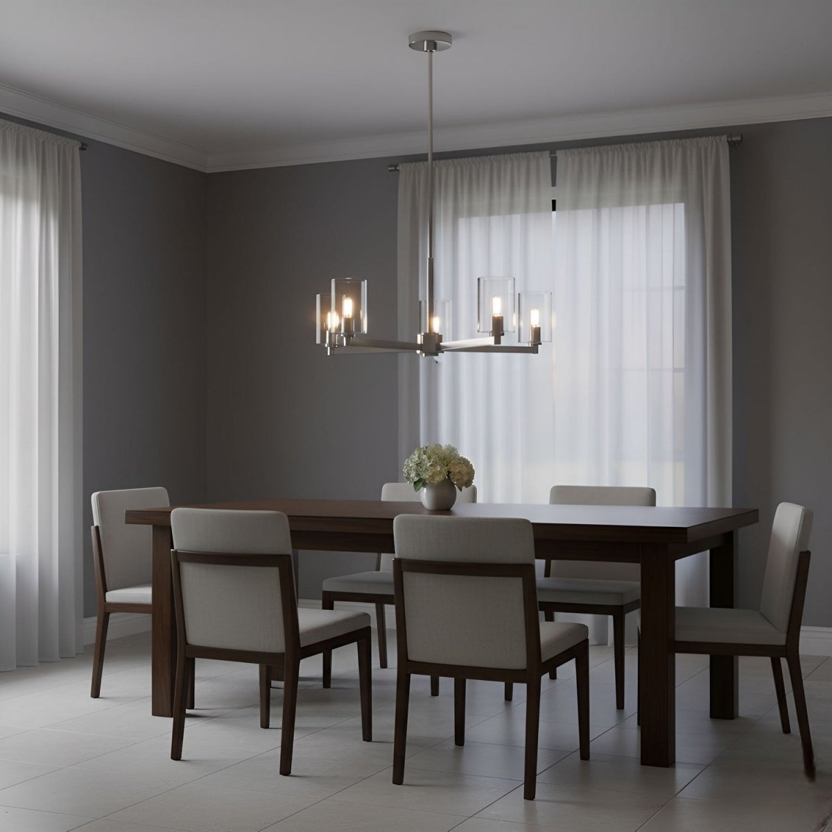 Lustre Fullton - Nickel brossé Transparent 9 by Visual Comfort Studio | Luminaires & cie