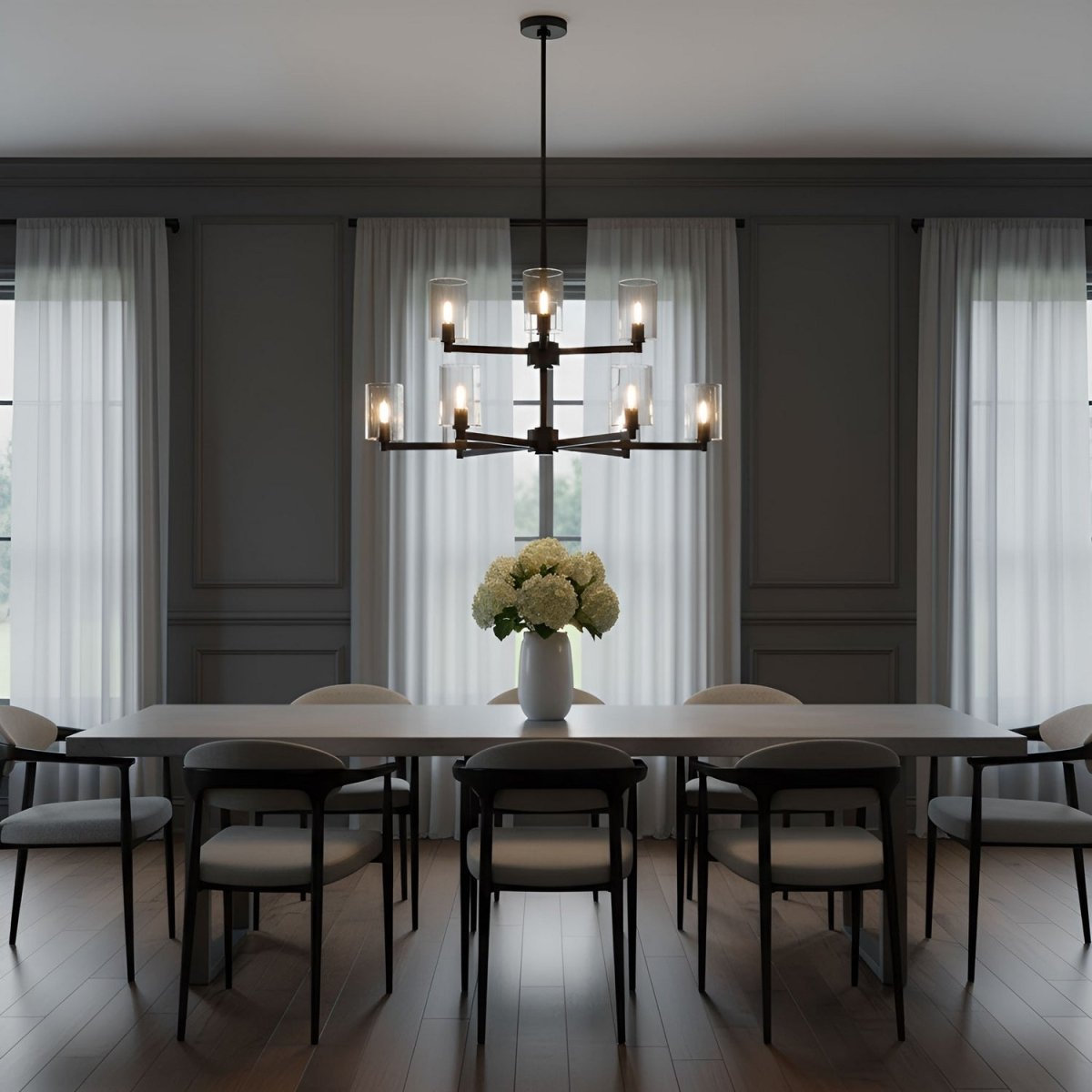 Lustre Fullton - Nickel brossé Transparent 9 by Visual Comfort Studio | Luminaires & cie
