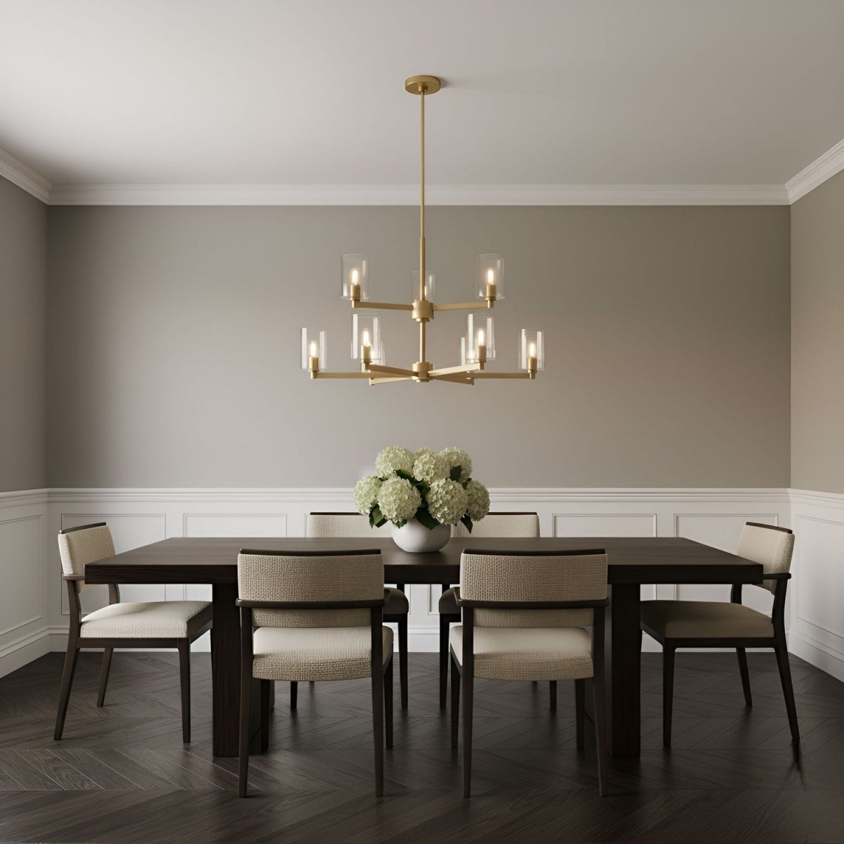 Lustre Fullton - Nickel brossé Transparent 9 by Visual Comfort Studio | Luminaires & cie